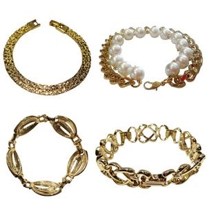 8 Golden Tone Fashion Bracelets, Elegant Jewelry